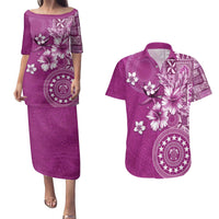 Cook Islands Couples Matching Puletasi and Hawaiian Shirt Fandango Hibiscus And Stars