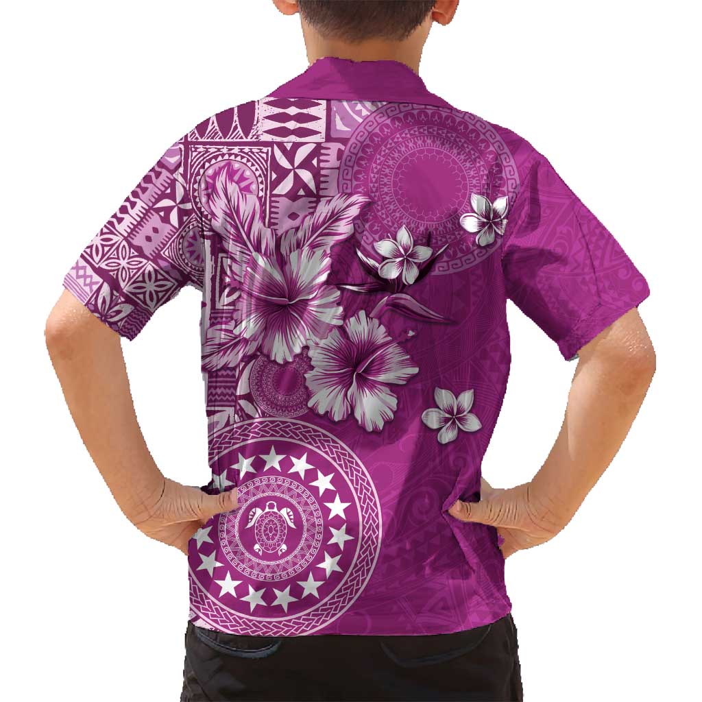 Cook Islands Family Matching Puletasi and Hawaiian Shirt Fandango Hibiscus And Stars LT05 - Polynesian Pride