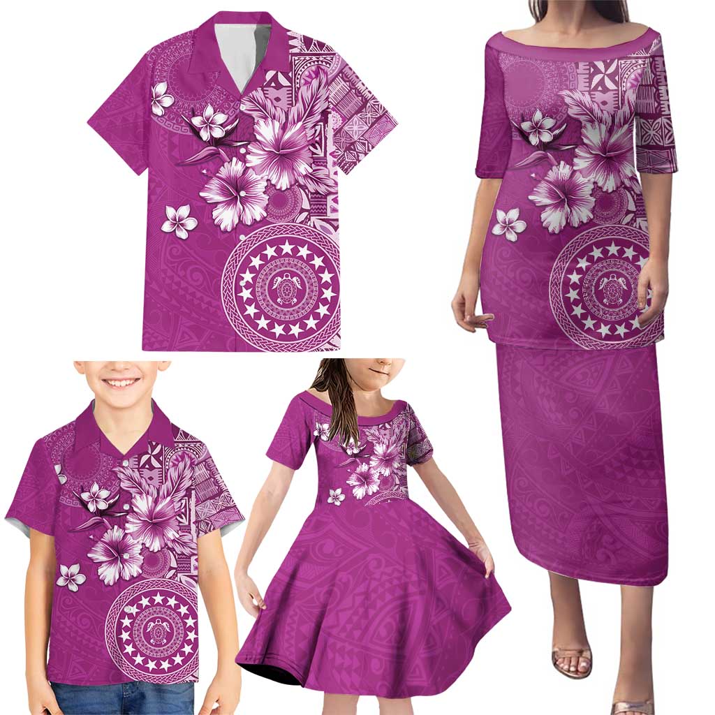 Cook Islands Family Matching Puletasi and Hawaiian Shirt Fandango Hibiscus And Stars