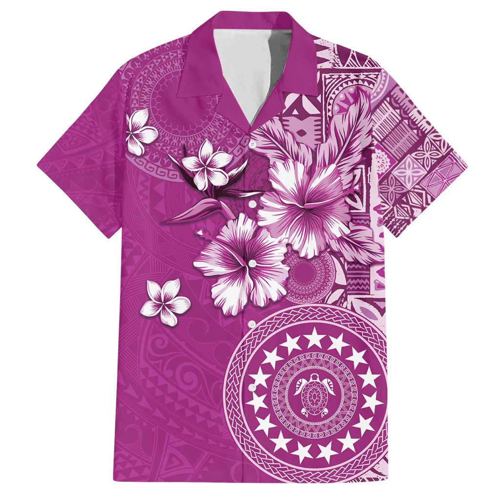 Cook Islands Family Matching Puletasi and Hawaiian Shirt Fandango Hibiscus And Stars LT05 Dad's Shirt - Short Sleeve Fandango - Polynesian Pride