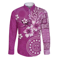 Cook Islands Family Matching Summer Maxi Dress and Hawaiian Shirt Fandango Hibiscus And Stars LT05 Dad's Shirt - Long Sleeve Fandango - Polynesian Pride