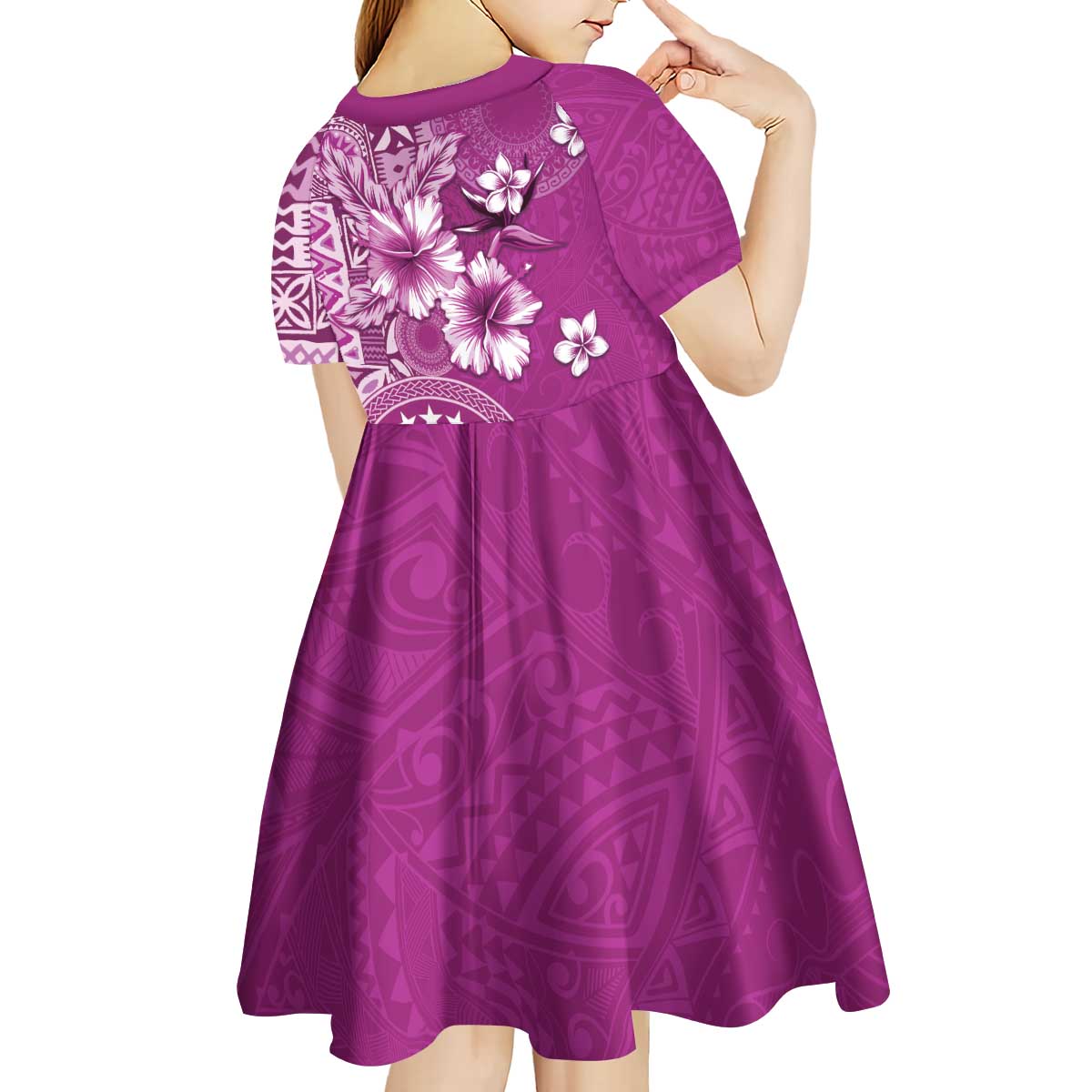 Cook Islands Kid Short Sleeve Dress Fandango Hibiscus And Stars
