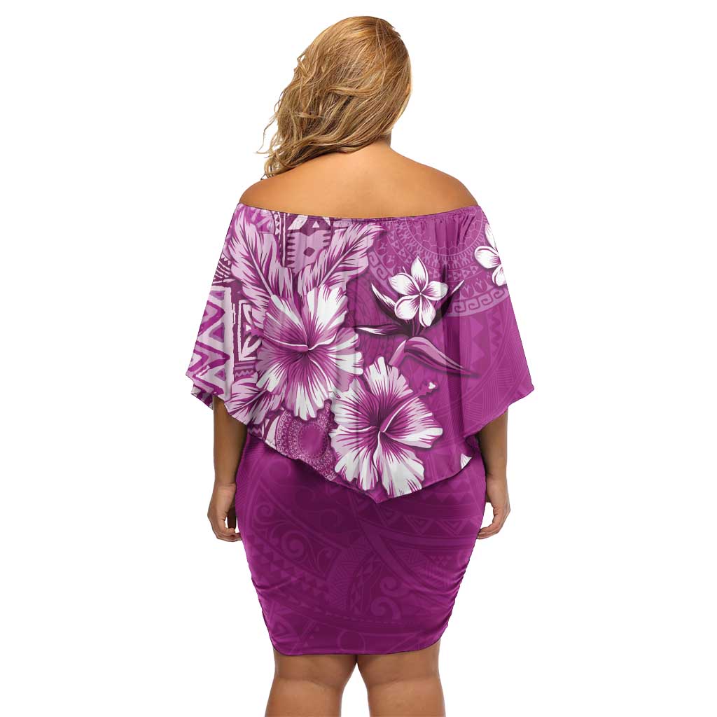 Cook Islands Off Shoulder Short Dress Fandango Hibiscus And Stars