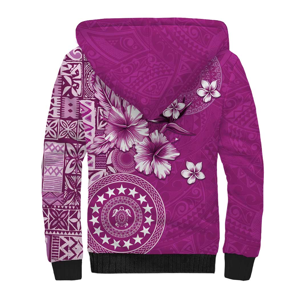 Cook Islands Sherpa Hoodie Fandango Hibiscus And Stars