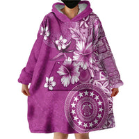 Cook Islands Wearable Blanket Hoodie Fandango Hibiscus And Stars