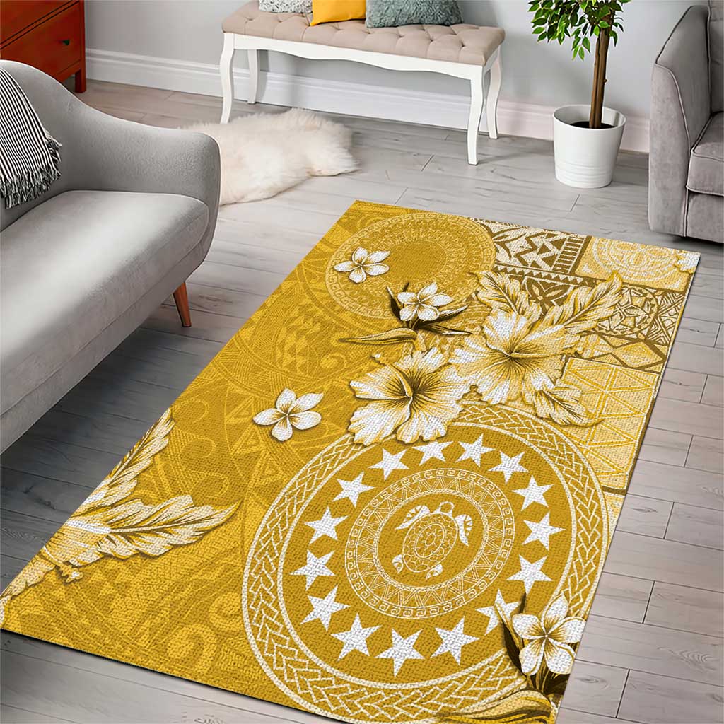 Cook Islands Area Rug Yellow Hibiscus And Stars
