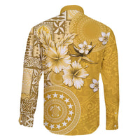 Cook Islands Family Matching Off The Shoulder Long Sleeve Dress and Hawaiian Shirt Yellow Hibiscus And Stars LT05 - Polynesian Pride