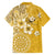 Cook Islands Family Matching Short Sleeve Bodycon Dress and Hawaiian Shirt Yellow Hibiscus And Stars