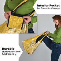 Cook Islands Grocery Bag Yellow Hibiscus And Stars