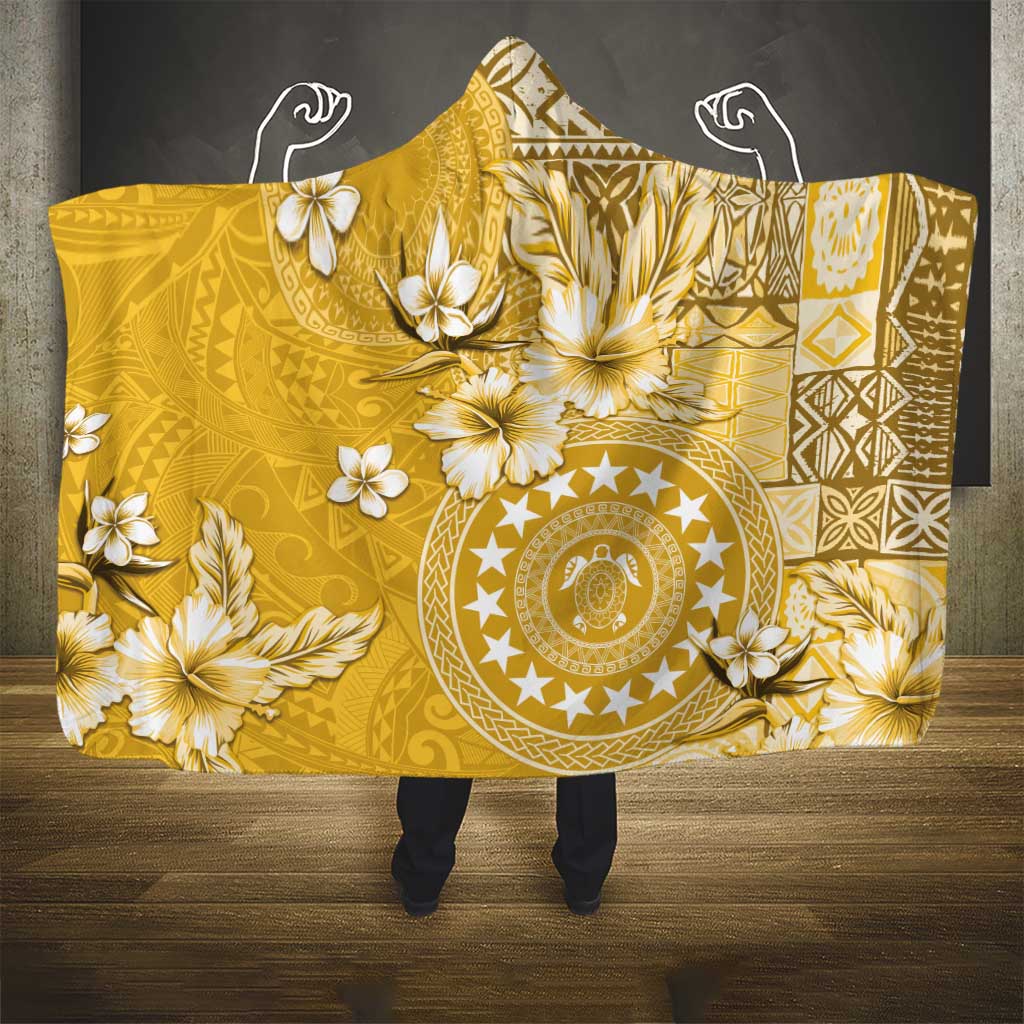 Cook Islands Hooded Blanket Yellow Hibiscus And Stars
