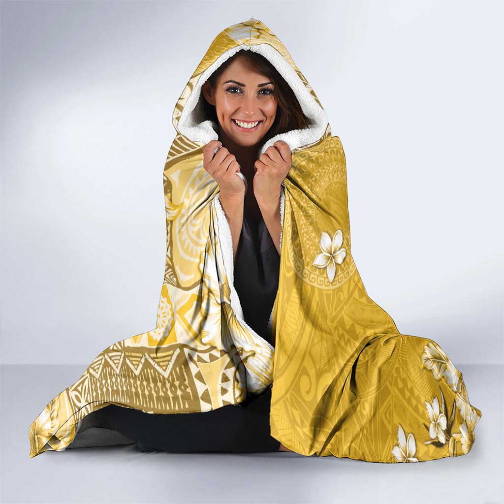 Cook Islands Hooded Blanket Yellow Hibiscus And Stars