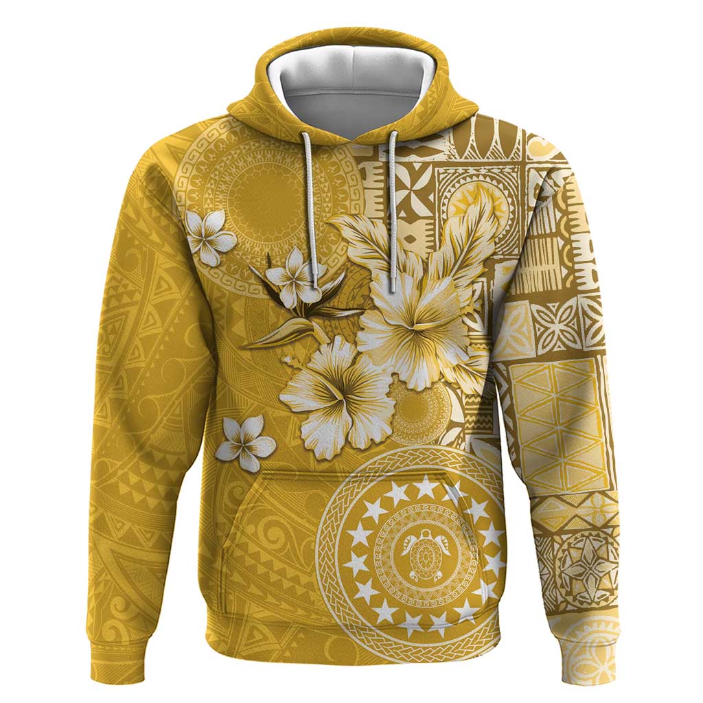 Cook Islands Hoodie Yellow Hibiscus And Stars