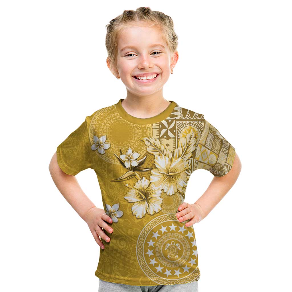 Cook Islands Kid T Shirt Yellow Hibiscus And Stars