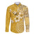 Cook Islands Long Sleeve Button Shirt Yellow Hibiscus And Stars