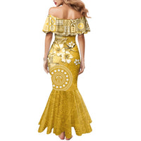 Cook Islands Mermaid Dress Yellow Hibiscus And Stars