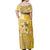 Cook Islands Off Shoulder Maxi Dress Yellow Hibiscus And Stars