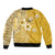 Cook Islands Sleeve Zip Bomber Jacket Yellow Hibiscus And Stars