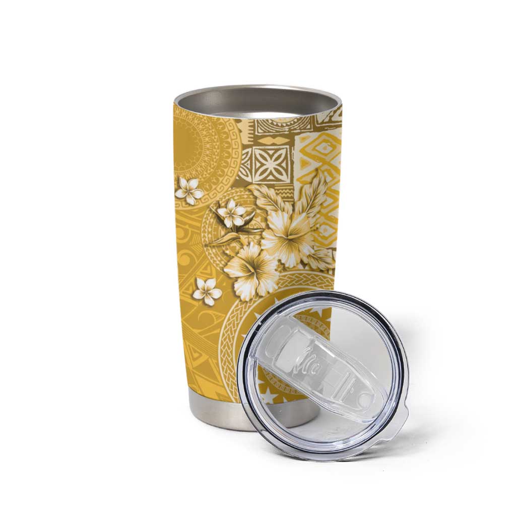 Cook Islands Tumbler Cup Yellow Hibiscus And Stars