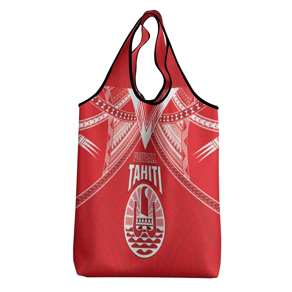 Tahiti Football Grocery Bag Coat Of Arms Polynesian Tribal Pattern