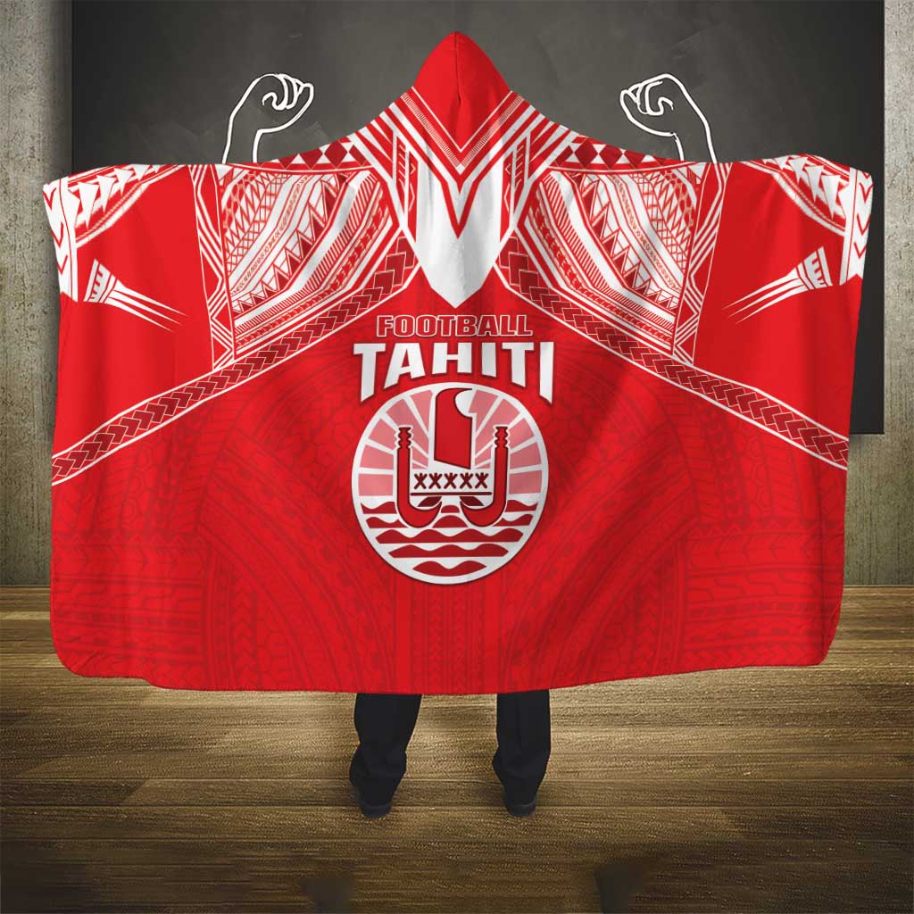 Tahiti Football Hooded Blanket Coat Of Arms Polynesian Tribal Pattern