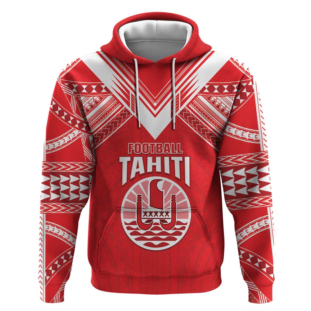 Custom Tahiti Football Hoodie Coat Of Arms Polynesian Tribal Pattern