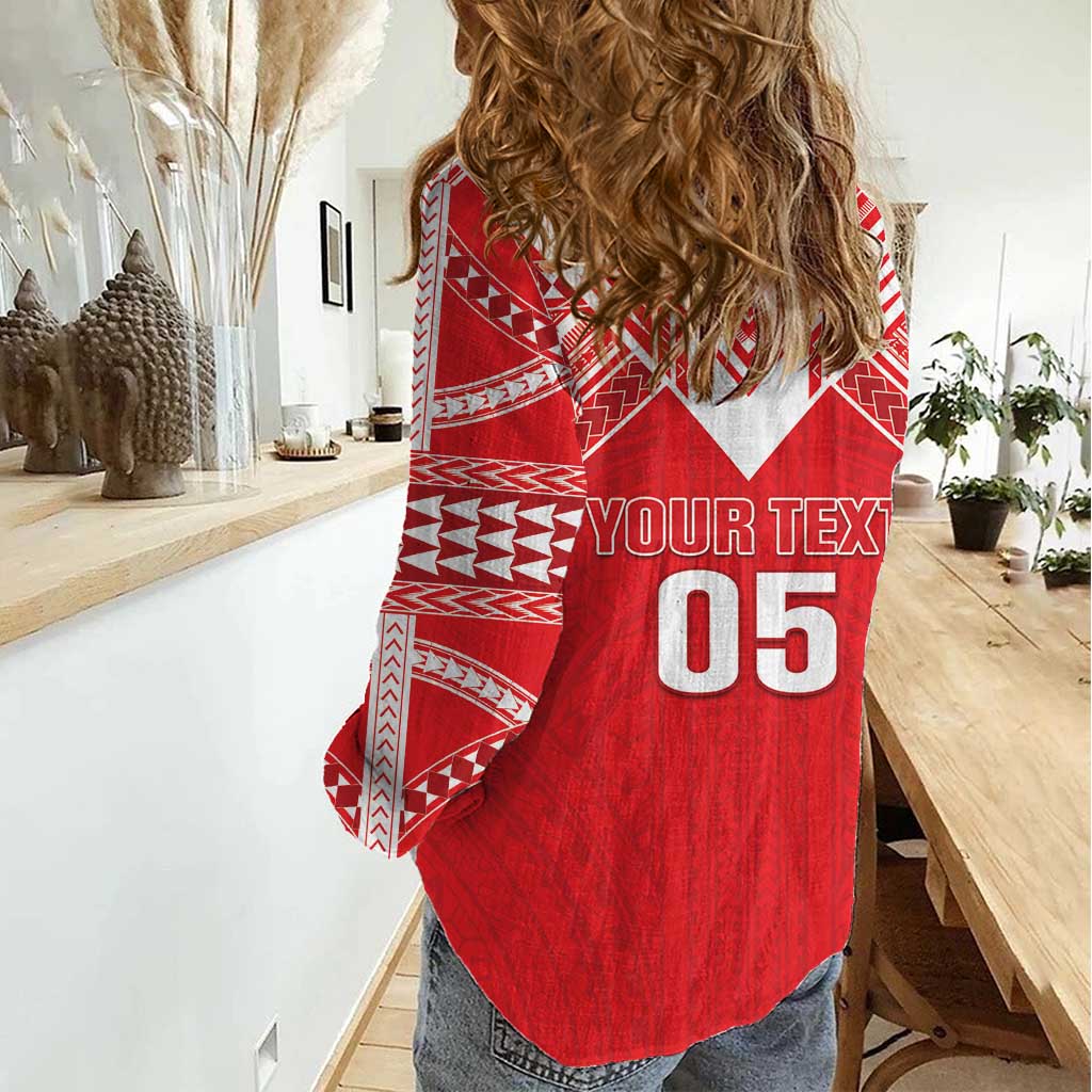 Custom Tahiti Football Women Casual Shirt Coat Of Arms Polynesian Tribal Pattern LT05 - Polynesian Pride