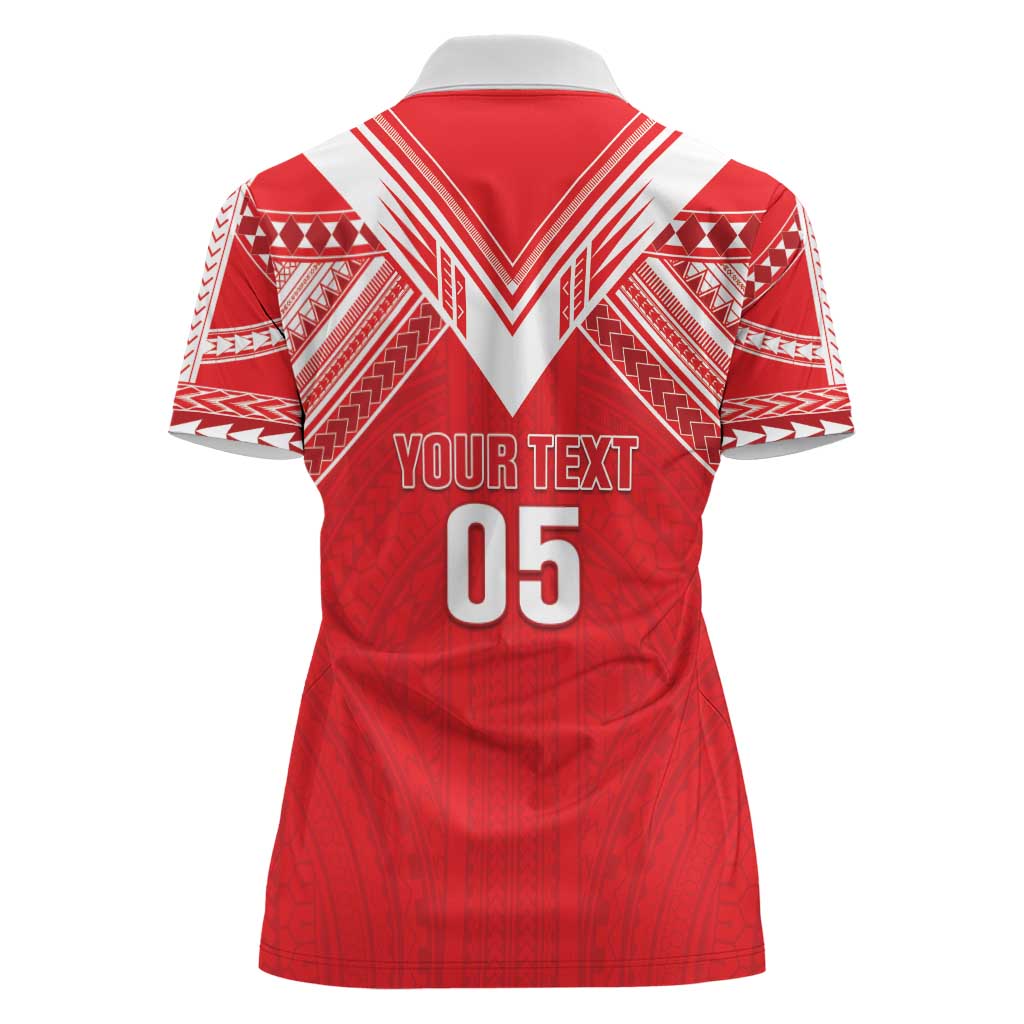 Custom Tahiti Football Women Polo Shirt Coat Of Arms Polynesian Tribal Pattern