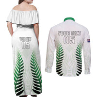 Custom New Zealand Fern Football Couples Matching Off Shoulder Maxi Dress and Long Sleeve Button Shirt Simple Style LT05 - Polynesian Pride