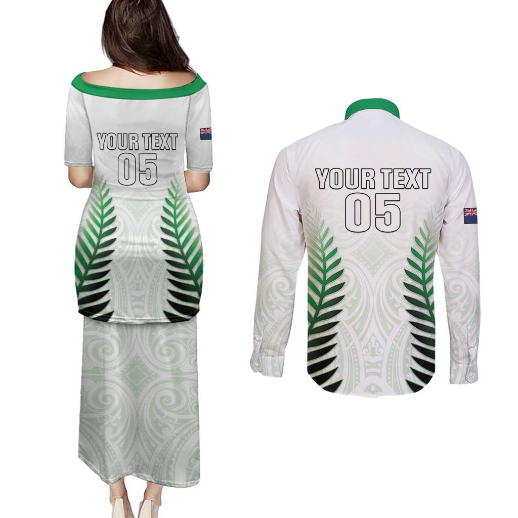 Custom New Zealand Fern Football Couples Matching Puletasi and Long Sleeve Button Shirt Simple Style LT05 - Polynesian Pride