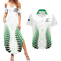 Custom New Zealand Fern Football Couples Matching Summer Maxi Dress and Hawaiian Shirt Simple Style