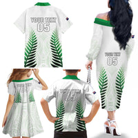 Custom New Zealand Fern Football Family Matching Off The Shoulder Long Sleeve Dress and Hawaiian Shirt Simple Style