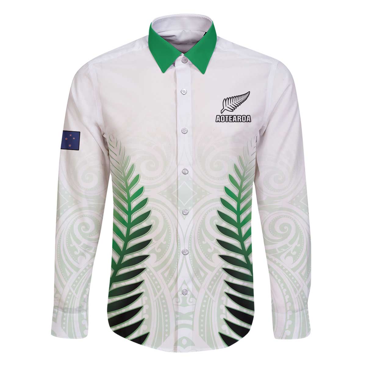 Custom New Zealand Fern Football Family Matching Off The Shoulder Long Sleeve Dress and Hawaiian Shirt Simple Style