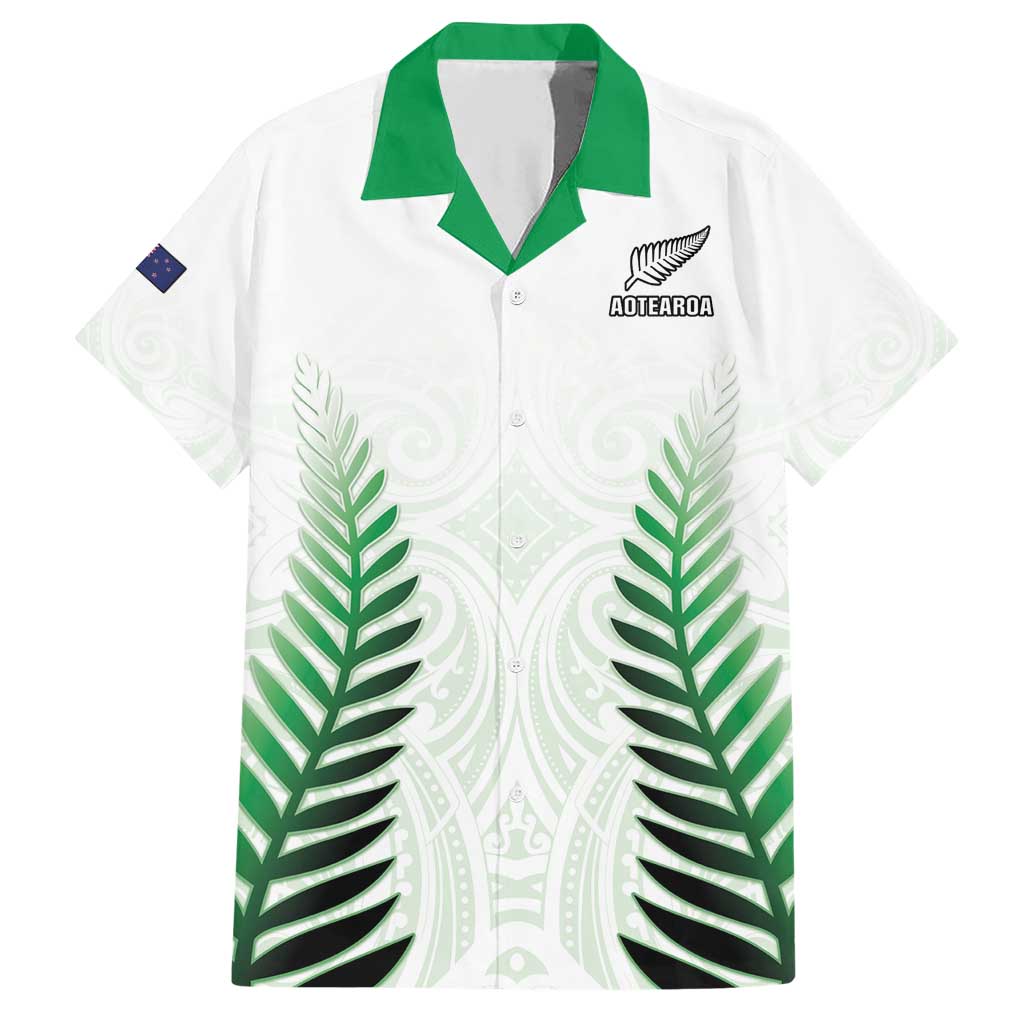 Custom New Zealand Fern Football Family Matching Short Sleeve Bodycon Dress and Hawaiian Shirt Simple Style