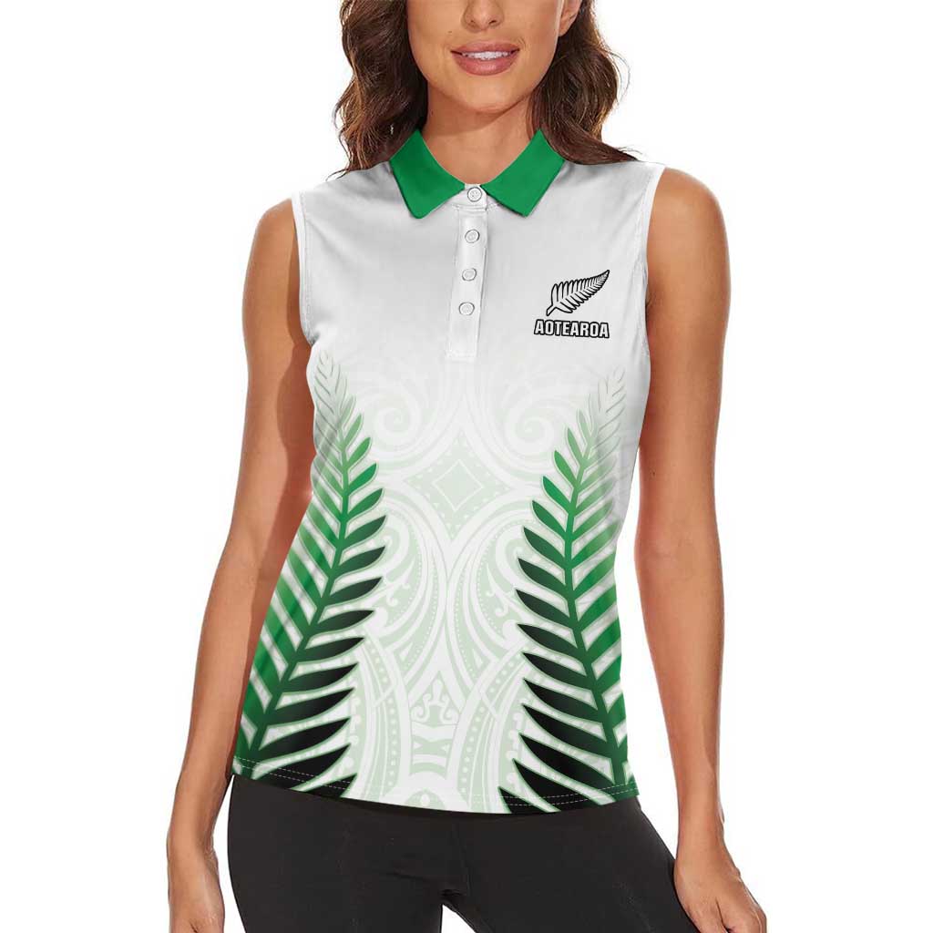 Custom New Zealand Fern Football Women Sleeveless Polo Shirt Simple Style