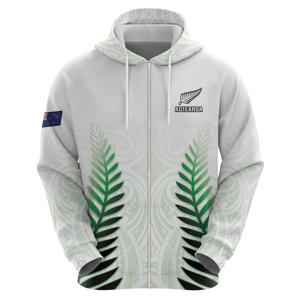 Custom New Zealand Fern Football Zip Hoodie Simple Style
