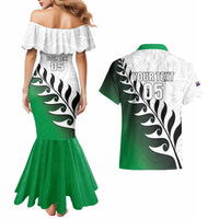 Custom New Zealand Football Couples Matching Mermaid Dress and Hawaiian Shirt Go Aotearoa