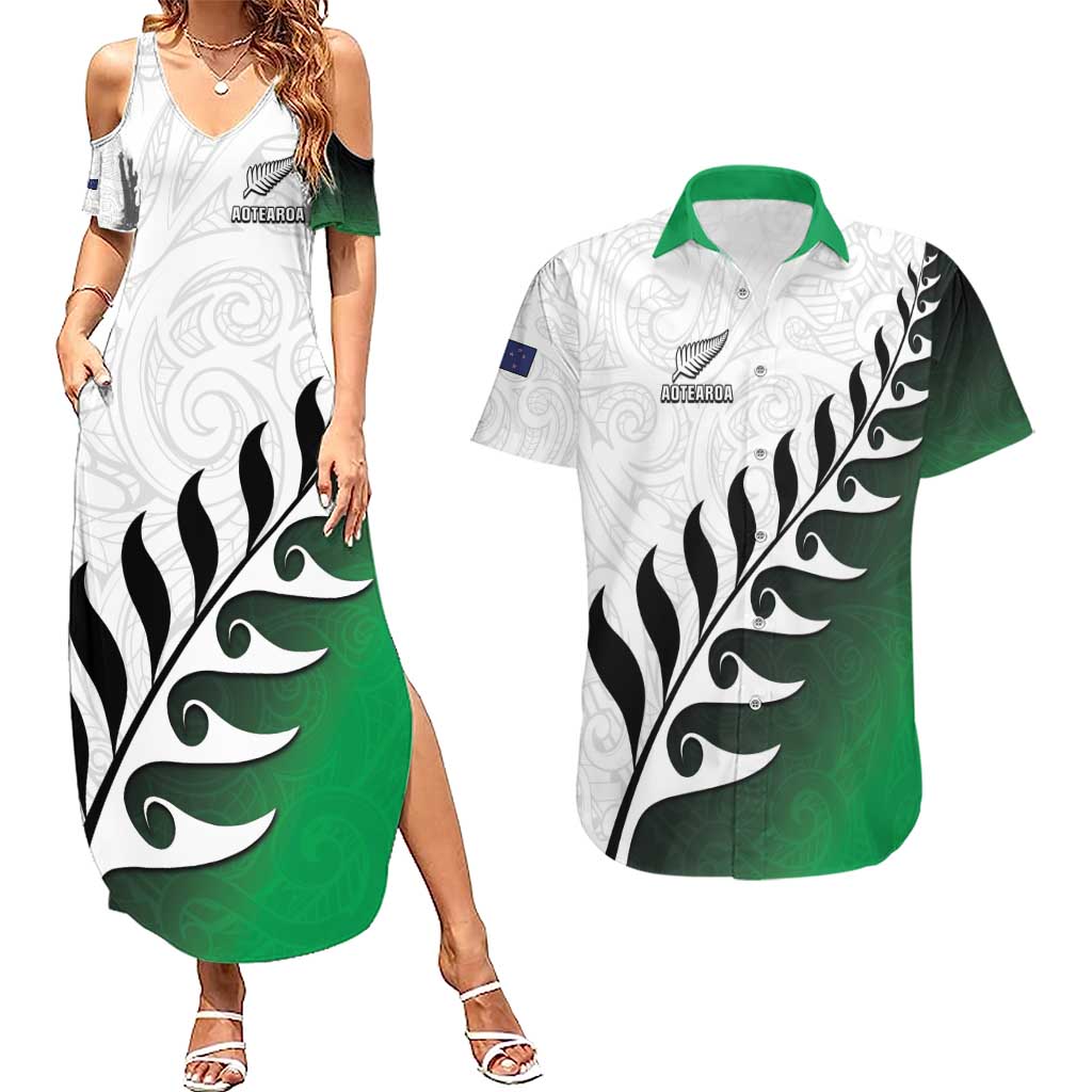 Custom New Zealand Football Couples Matching Summer Maxi Dress and Hawaiian Shirt Go Aotearoa