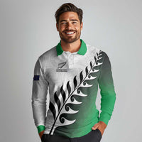Custom New Zealand Football Long Sleeve Polo Shirt Go Aotearoa
