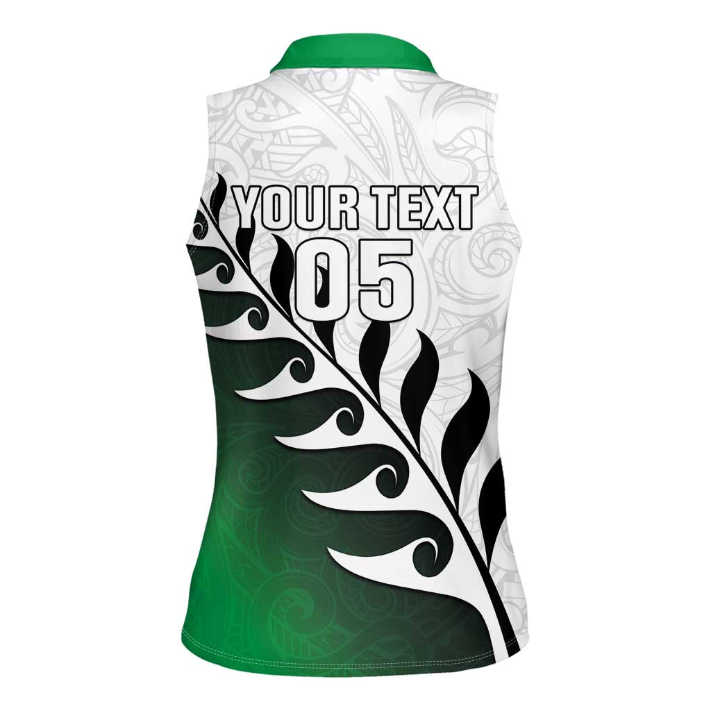 Custom New Zealand Football Women Sleeveless Polo Shirt Go Aotearoa