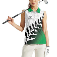 Custom New Zealand Football Women Sleeveless Polo Shirt Go Aotearoa