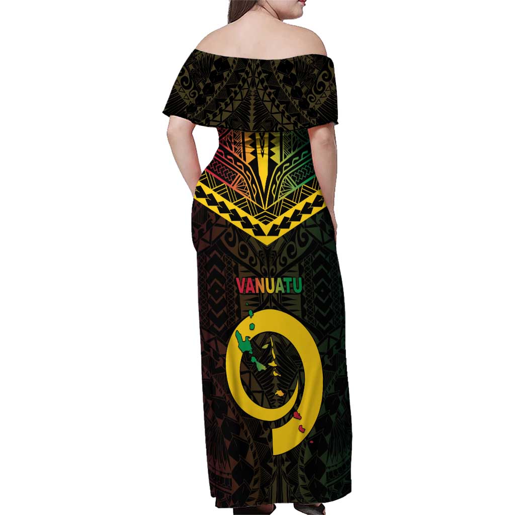 Happy Vanuatu Father Lini Day Family Matching Off Shoulder Maxi Dress and Hawaiian Shirt