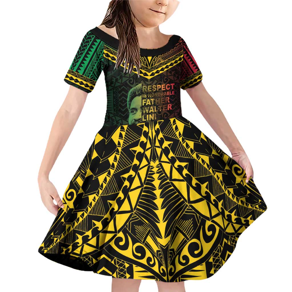 Happy Vanuatu Father Lini Day Family Matching Off Shoulder Short Dress and Hawaiian Shirt LT05 Daughter's Dress Black - Polynesian Pride
