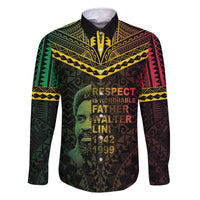 Happy Vanuatu Father Lini Day Family Matching Off Shoulder Short Dress and Hawaiian Shirt LT05 Dad's Shirt - Long Sleeve Black - Polynesian Pride