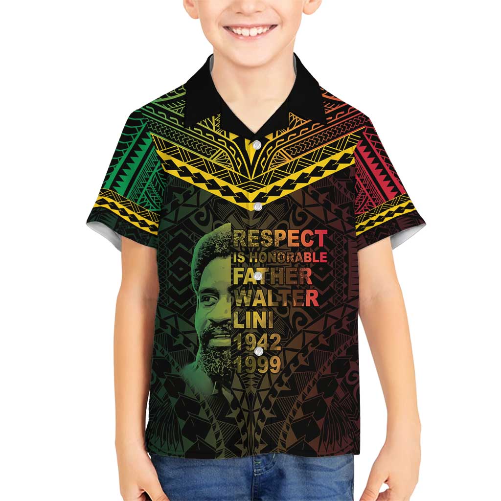 Happy Vanuatu Father Lini Day Family Matching Off Shoulder Short Dress and Hawaiian Shirt LT05 Son's Shirt Black - Polynesian Pride