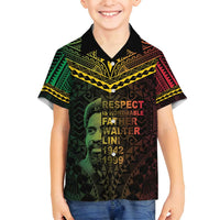 Happy Vanuatu Father Lini Day Family Matching Off Shoulder Short Dress and Hawaiian Shirt LT05 Son's Shirt Black - Polynesian Pride