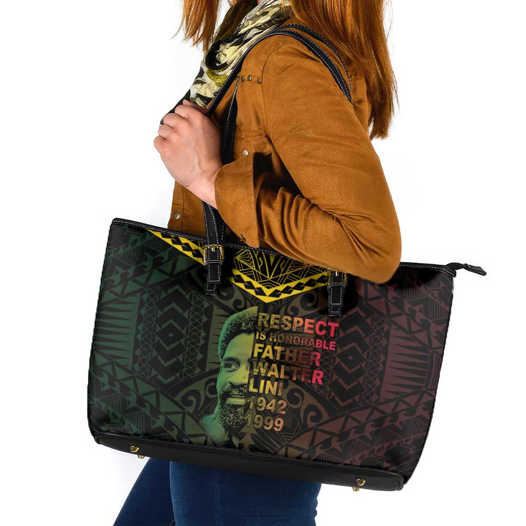 Happy Vanuatu Father Lini Day Leather Tote Bag
