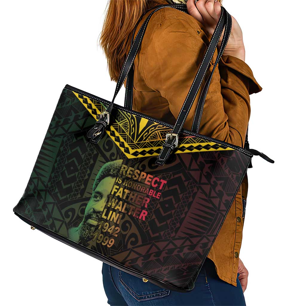 Happy Vanuatu Father Lini Day Leather Tote Bag