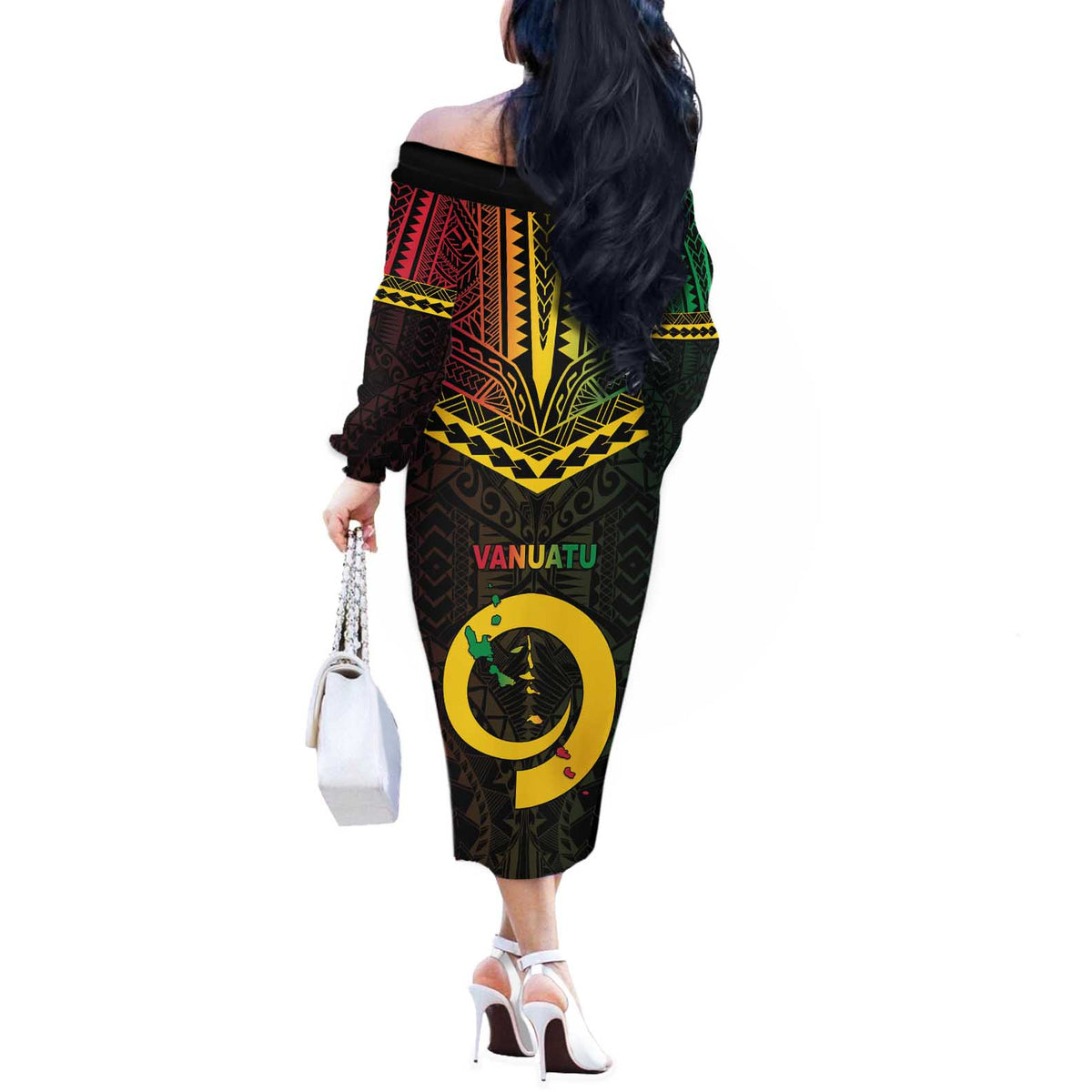 Happy Vanuatu Father Lini Day Off The Shoulder Long Sleeve Dress