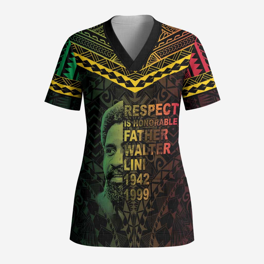 Happy Vanuatu Father Lini Day Scrub Top - Polynesian Pride