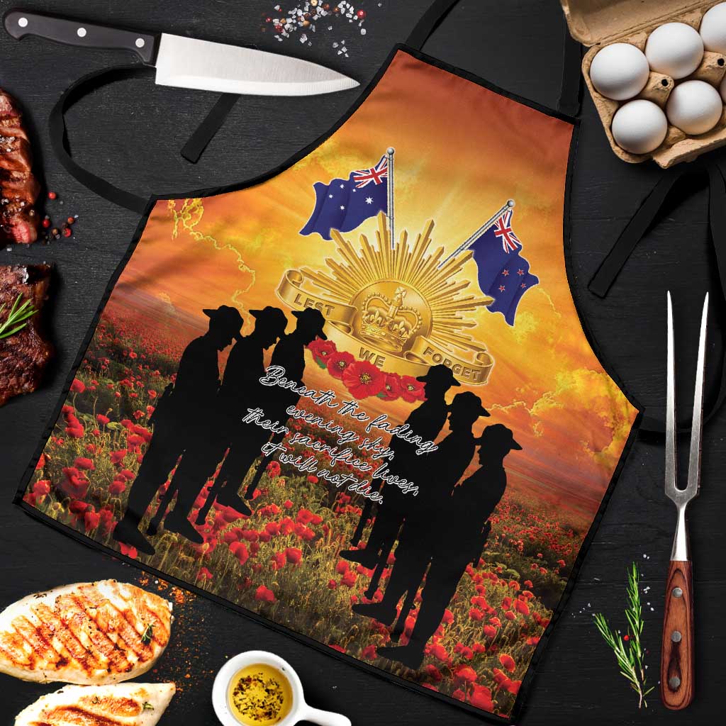 ANZAC Day Apron Remembrance Tribute Soldiers And Poppy Field